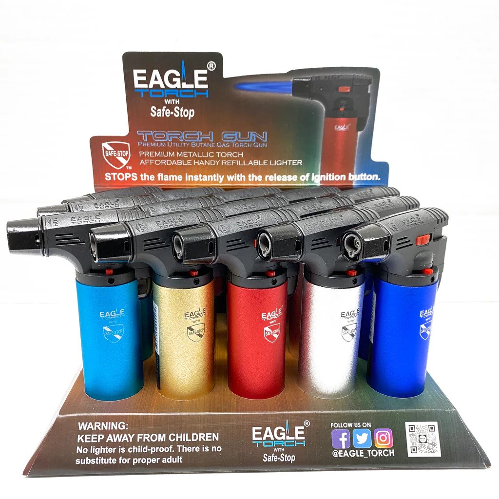 Eagle Jumbo Torch Lighters Safe Stop Wind Proof 5 Pack Vape